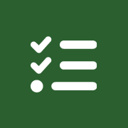 White list icon over green background