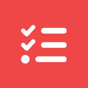 White list icon over red background