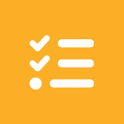 White list icon over yellow background